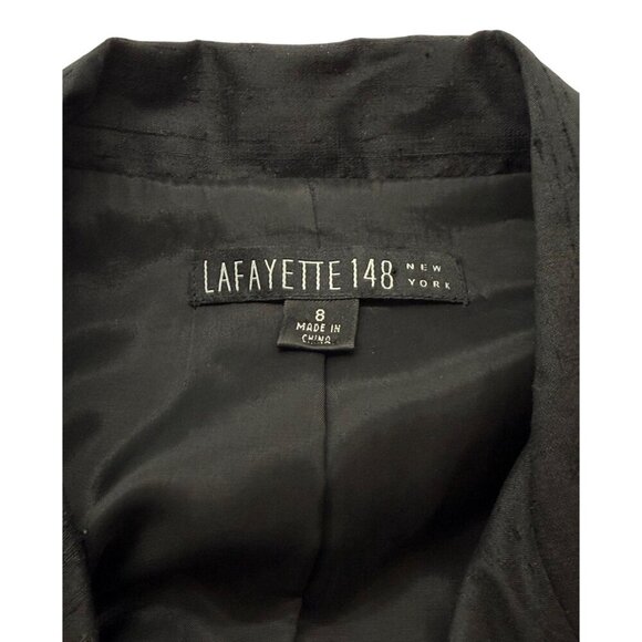 Lafayette 148 New York Womens Black Silk Blazer 3-Snap 3/4 Sleeve Capsule Size 8 - Picture 4 of 7